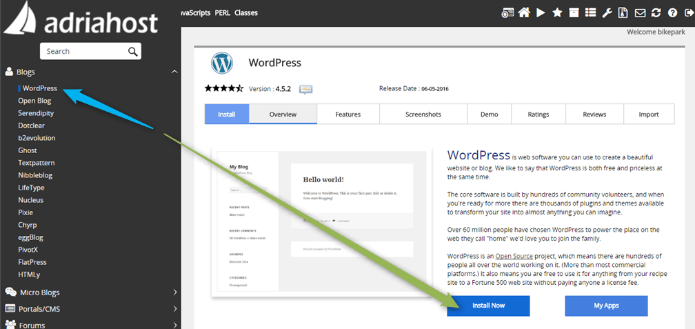 Softaculous slika 3 wordpress