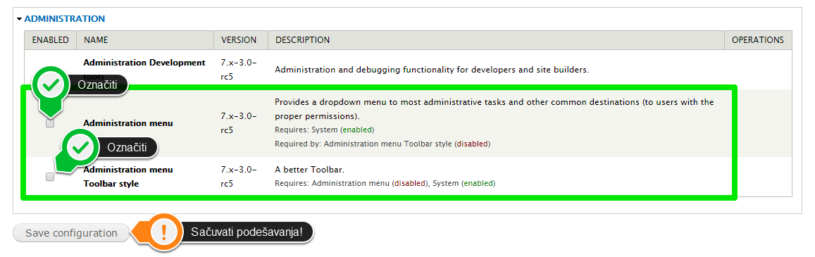 Admin Menu modul slika 6