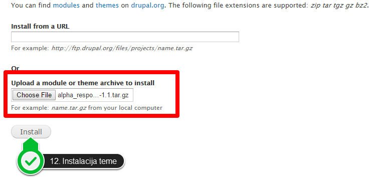 Drupal kako promeniti temu slika 8