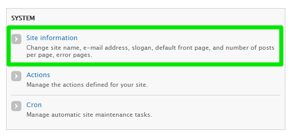 Drupal podesavanja izmena imena sajta slika 2