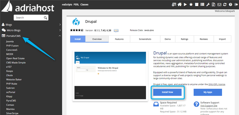 Instalacija Drupala preko Softaculousa slika 2