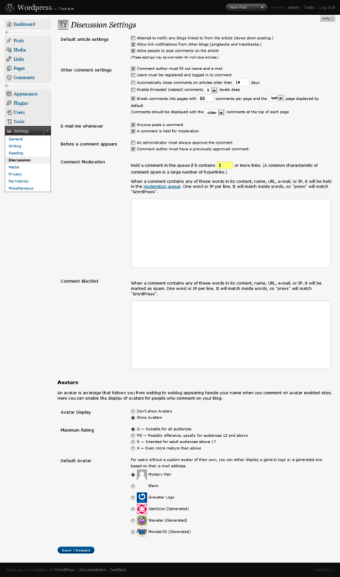 Discussion Settings