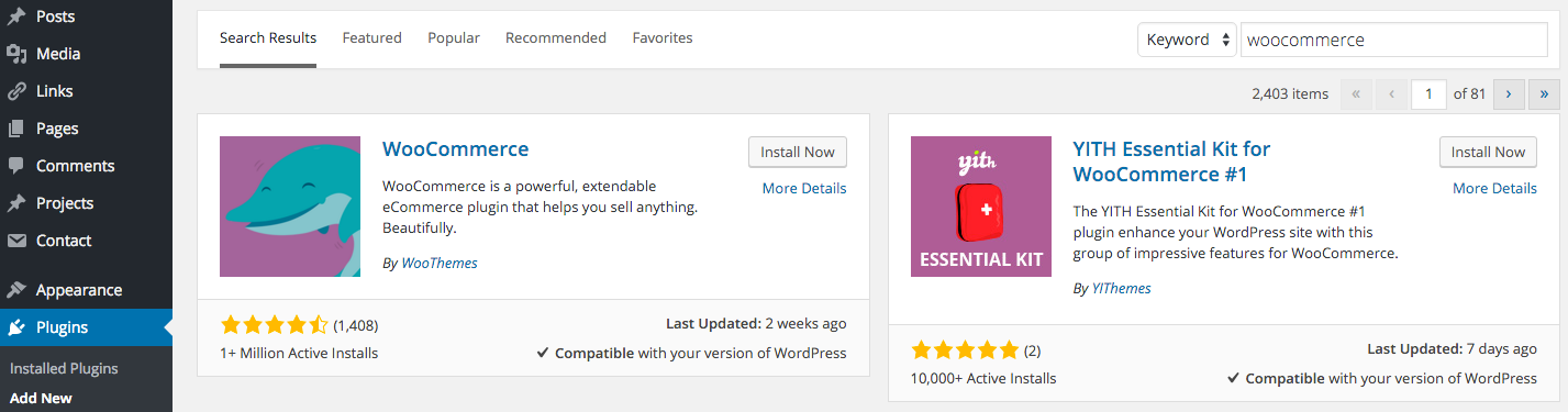 woocommerce install