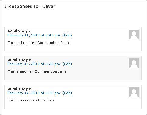 comments are shown on several pages