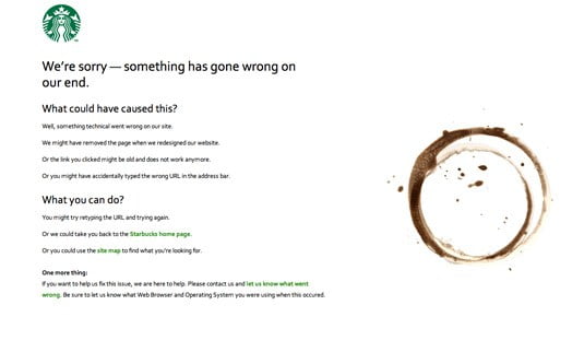 Creative and Interesting 404 Pages - Starbucks