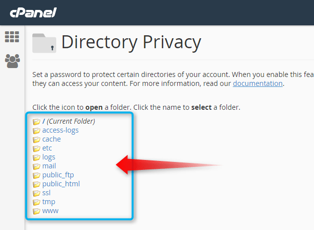 cpanel how to create a password protected folder