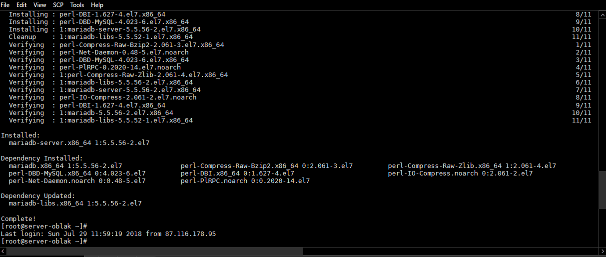 MariaDB старт