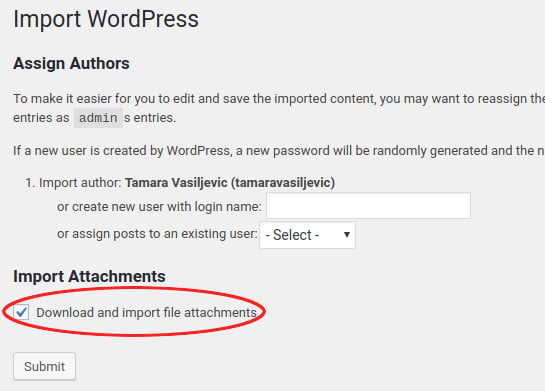 import migrate wordpress