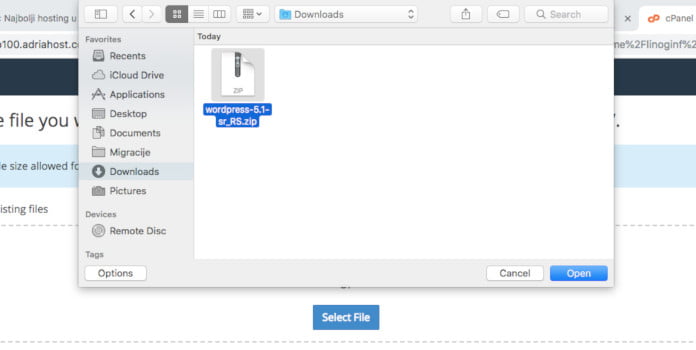 upload cpanel