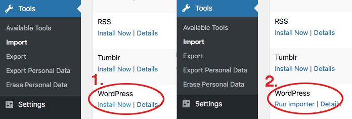 import wordpress