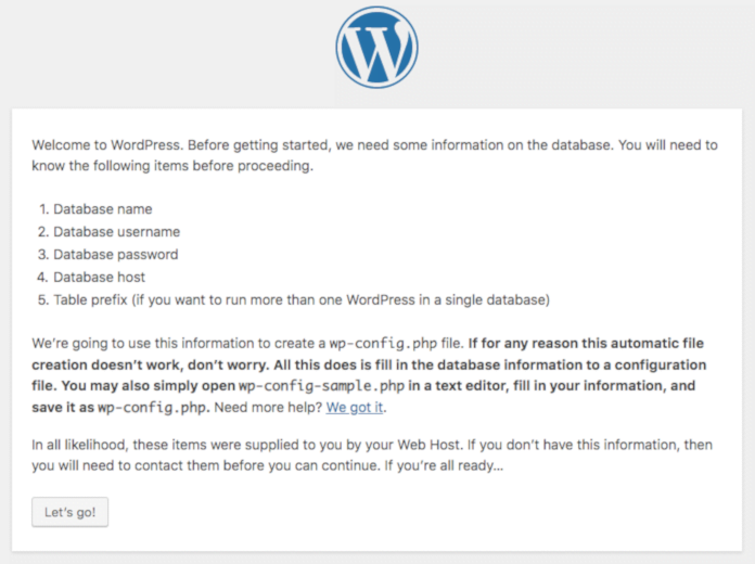 install wordpress step 1