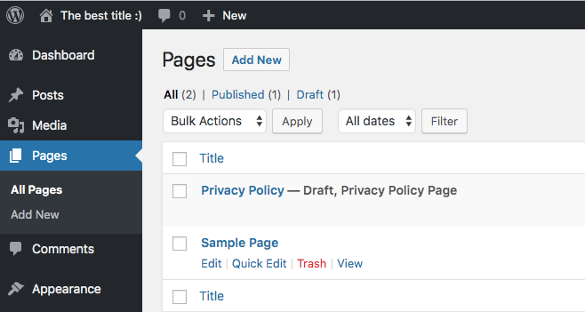 wp pages