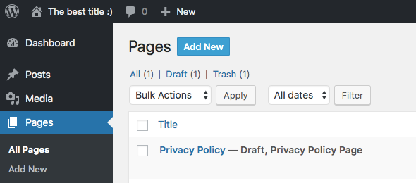 wordpress pages