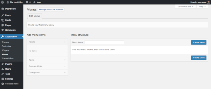 wp menu