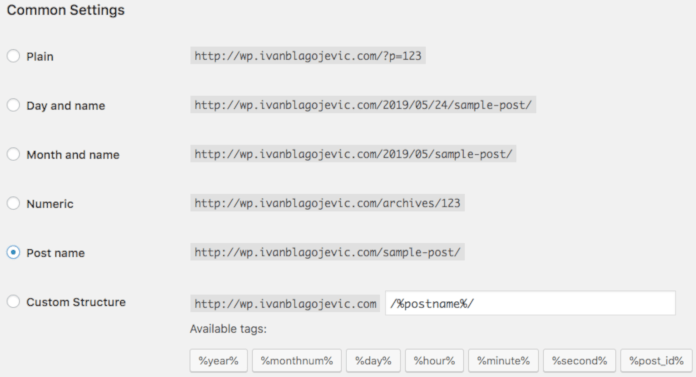wordpress permalinks