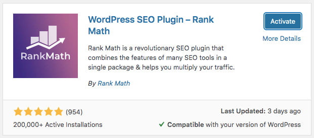 rank math plugin aktivacija