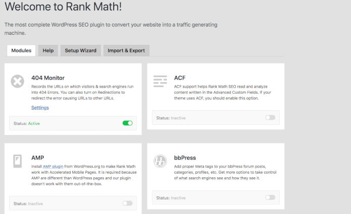 dashboard rank math