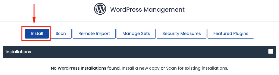 wordpress installation directadmin